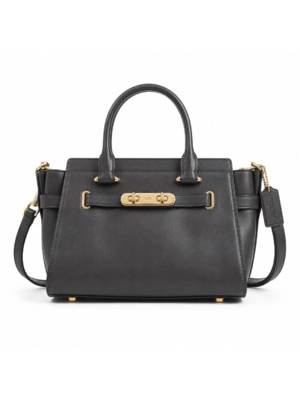Coach Swagger 27 Gray Brown Glovetanned Leather Gold Satchel 12111 Authentic